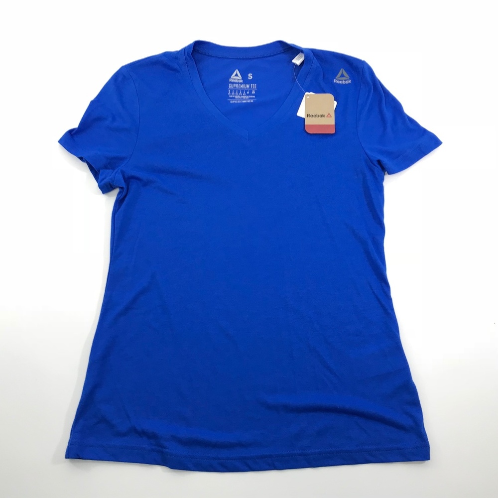 Reebok Womens V Neck Tee Blue Small X0405